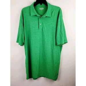 Straight Down Green Athletic Stretch Country Club Polo Shirt Mens Size XL